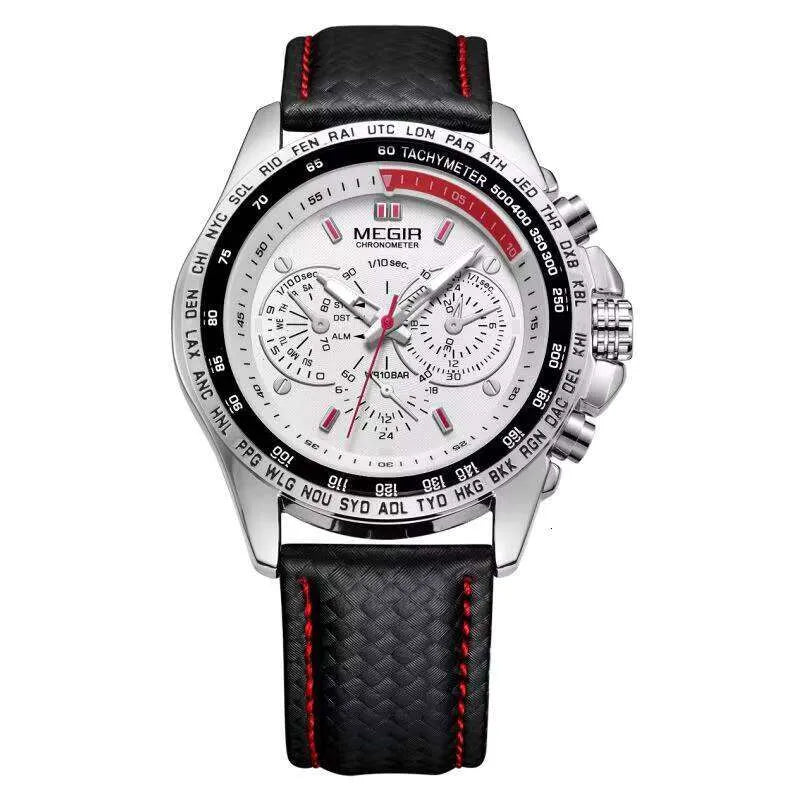 MEGIR ChronoSport Men’s Luxury Watch – 30M Waterproof, Dual Time, Leather Strap