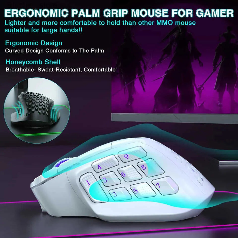 🎮 SOLAKAKA SM809 Pro RGB Wireless MMO Gaming Mouse