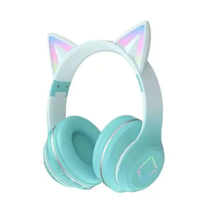 Wireless RGB Cat Ear Headphones — Bluetooth + 3.5 mm Wired, LED Light Effects