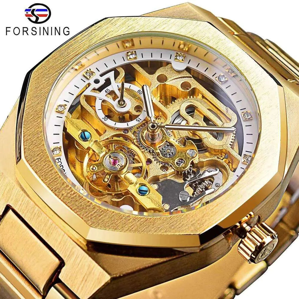 FORSINING Men's Automatic Mechanical Watch – Luminous Dial, Triple Sub-Dials, Stainless Steel Band