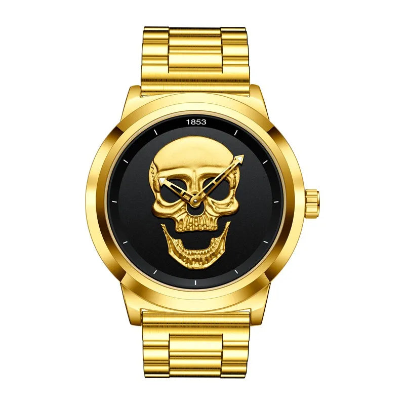 LIGE Skeleton Men's Watch – Top Brand Luxury 3D Skull Design, Full Steel, Waterproof Casual Timepiece